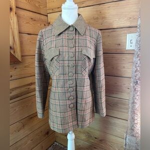 Vintage Wool Plaid Women's Blazer Handmade 1960’s 19.5” p2p Size 6 Small Retro